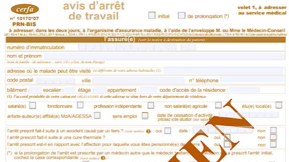 Nouveau Cerfa arrêt de travail